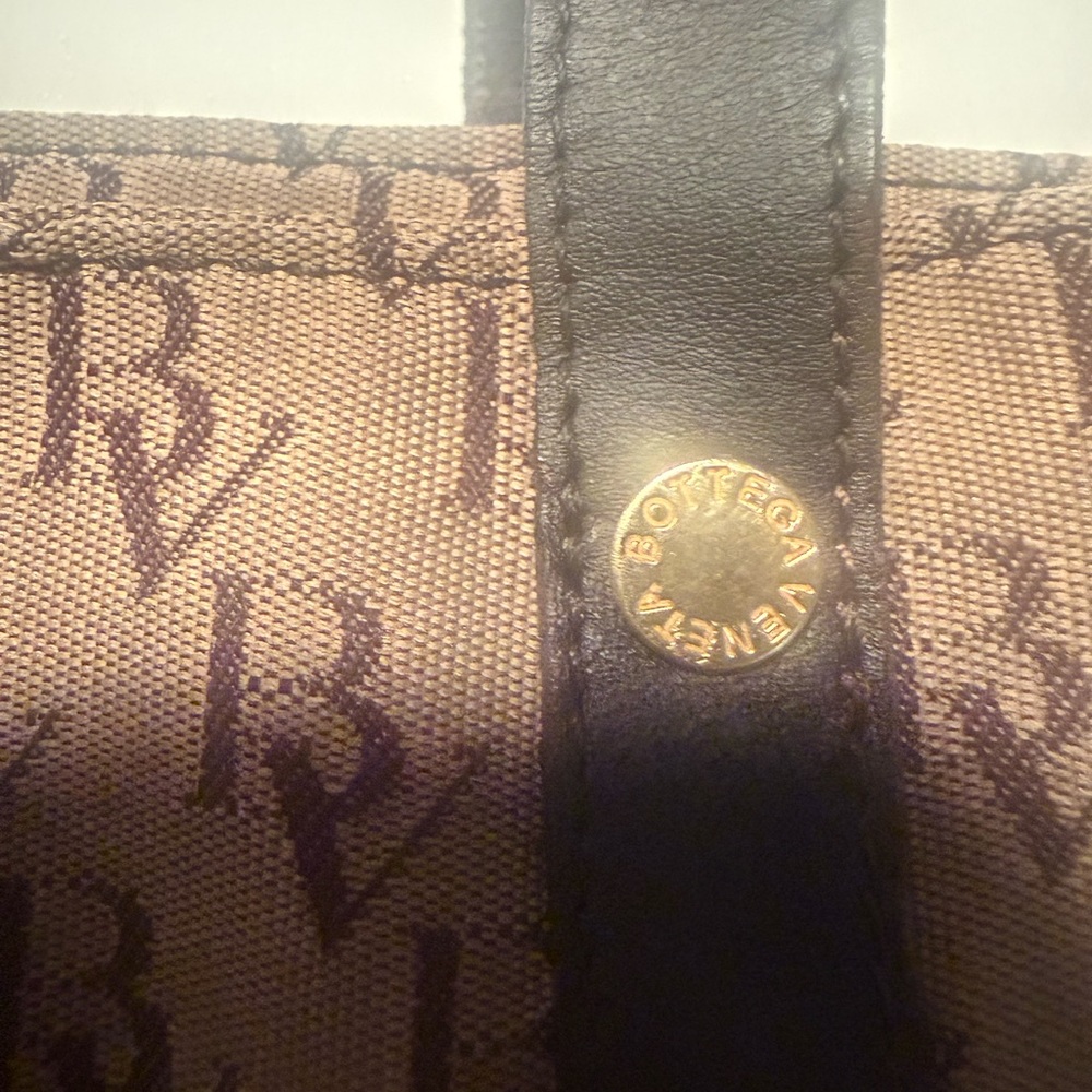 Bottega Veneta Brown Monogram Canvas Tote with Dark Brown Straps - Picture 6 of 7